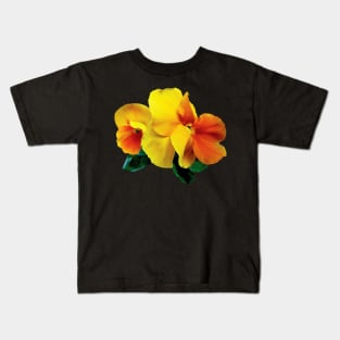 Pansies - Bright Yellow and Orange Pansies Kids T-Shirt